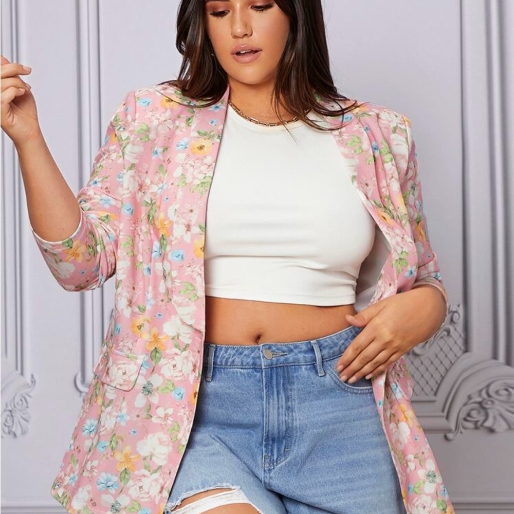 SHEIN Pink Floral Blazer